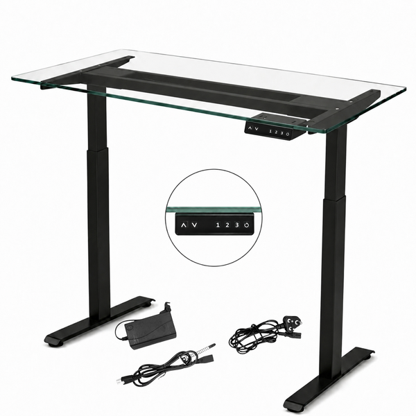 Pro Series black height adjustable desk frame with motor, control panel and cables