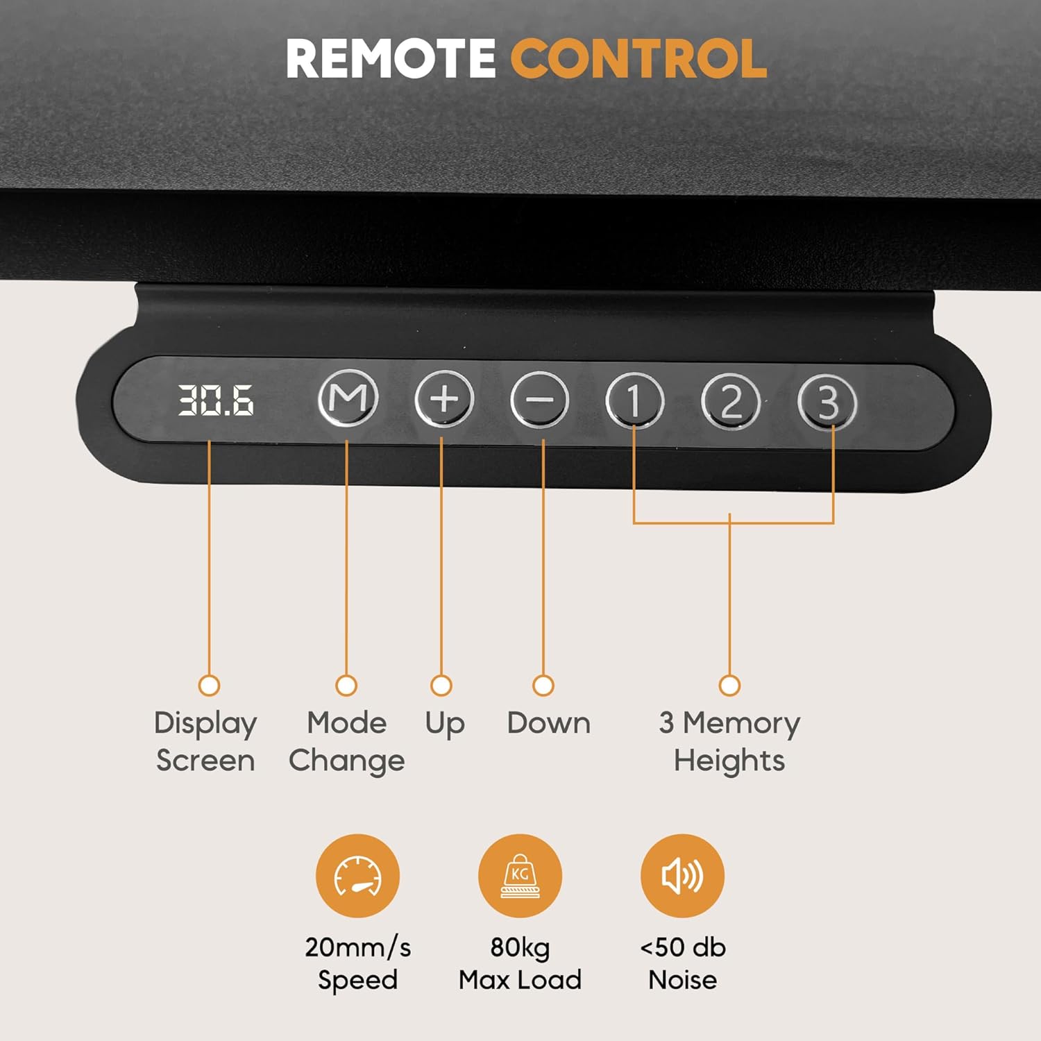 Electric Standing Desk 120×60 cm –  with 3 Memory Presets - Black