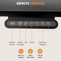 Electric Standing Desk 120×60 cm –  with 3 Memory Presets - Black