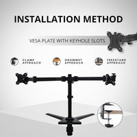 T200 Dual Monitor Stand for 13''-32'' Screens | Adjustable Ergonomic Stand with Clamp & Grommet | VESA Compatible Desk Mount for Office & Home