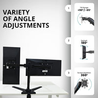 T200 Dual Monitor Stand for 13''-32'' Screens | Adjustable Ergonomic Stand with Clamp & Grommet | VESA Compatible Desk Mount for Office & Home
