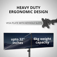 T200 Dual Monitor Stand for 13''-32'' Screens | Adjustable Ergonomic Stand with Clamp & Grommet | VESA Compatible Desk Mount for Office & Home