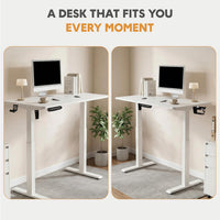 Electric Standing Desk 120×60 cm –  with 3 Memory Presets - White top and White Frame