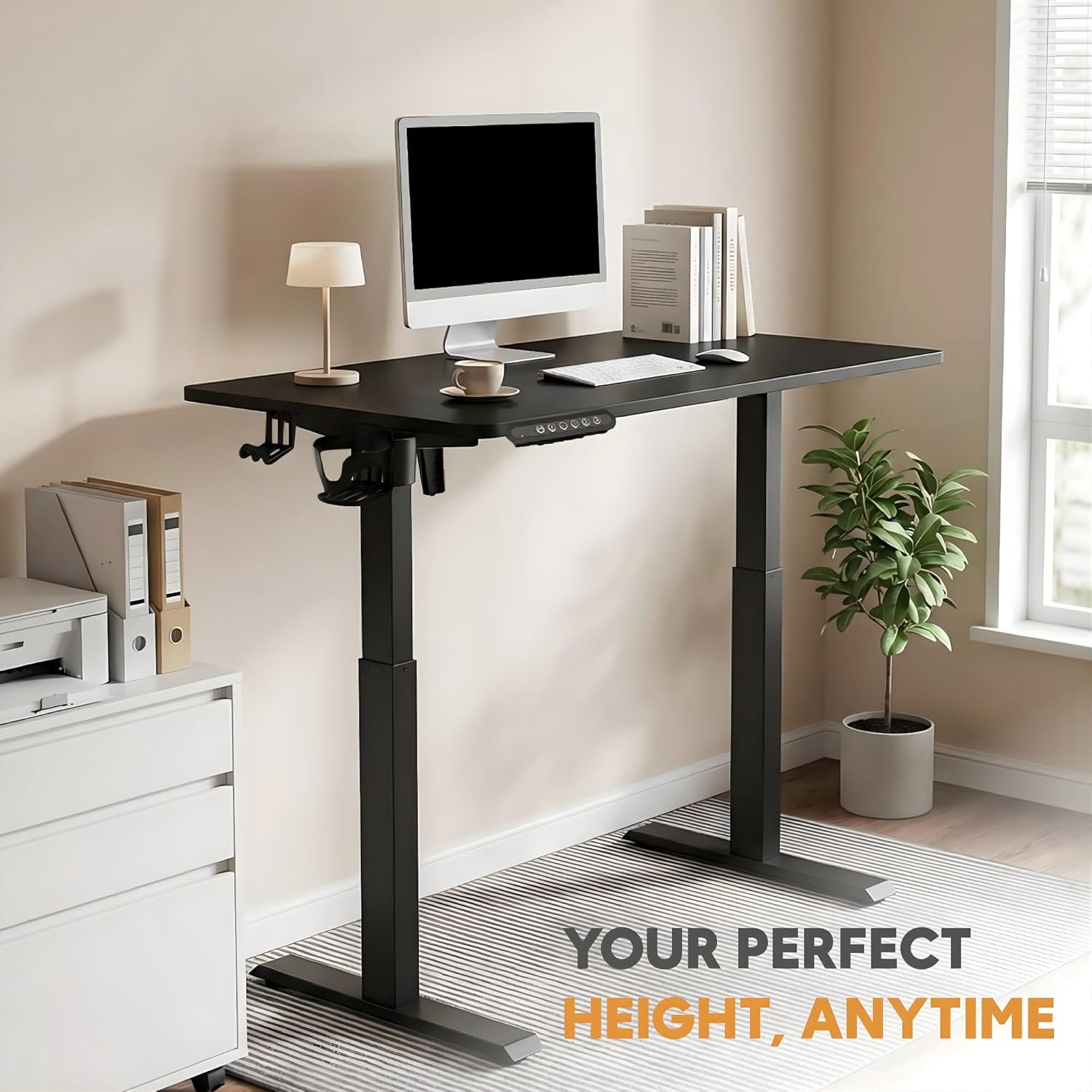 Electric Standing Desk 120×60 cm –  with 3 Memory Presets - Black