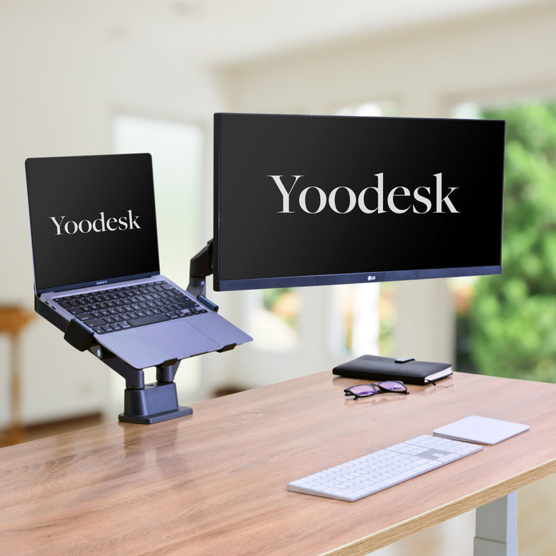Adjustable Gas-Spring Monitor Stand | Dual Screen (Clamp Mount)
