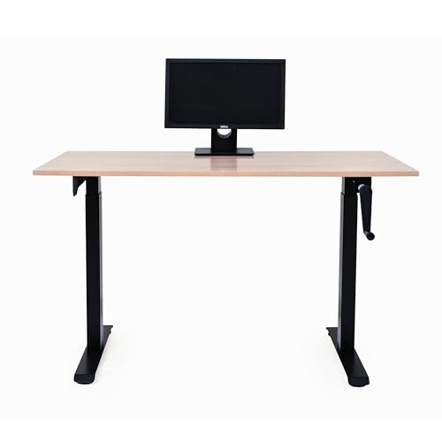 Manual height adjustable desk frame with hand crank by Yoodesk 