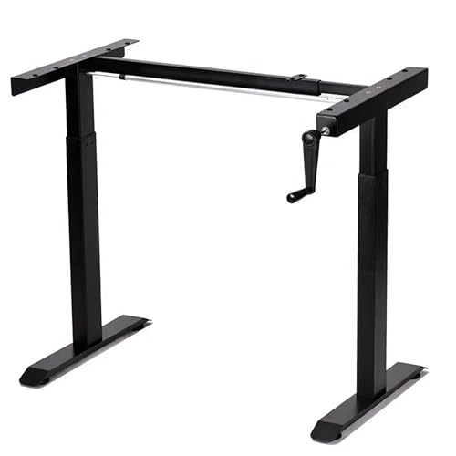 Black Manual height adjustable desk frame with hand crank by Yoodesk