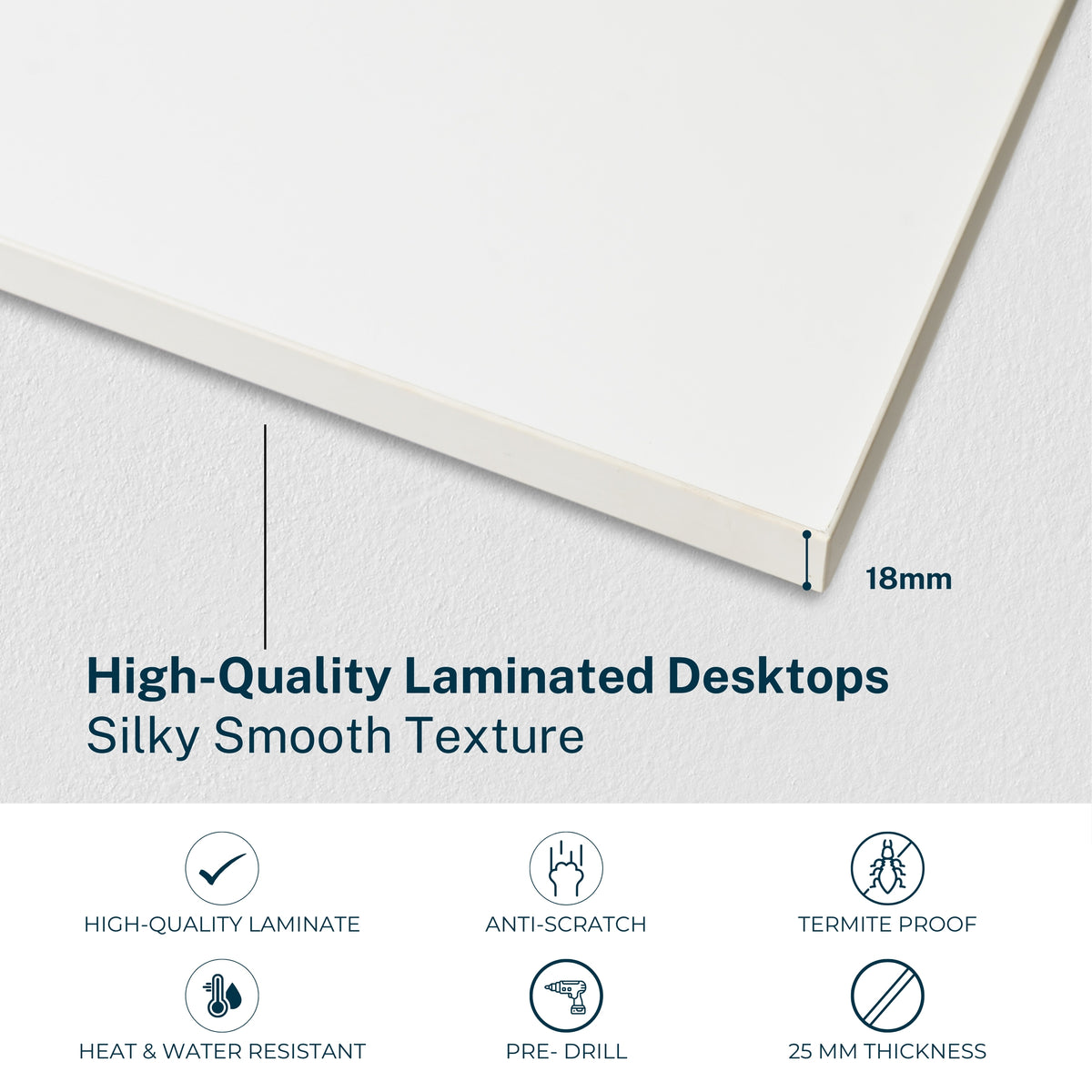 Yoodesk Essential Series Frosty White laminated tabletop