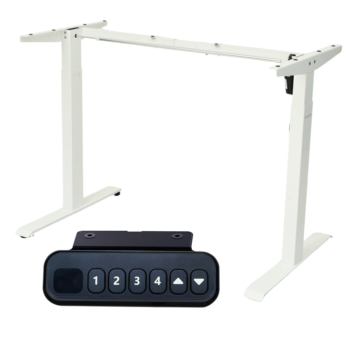 Yoodesk Lite white single motor height adjustable desk frame with control panel