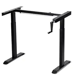 Manual height adjustable desk frame with hand crank by Yoodesk