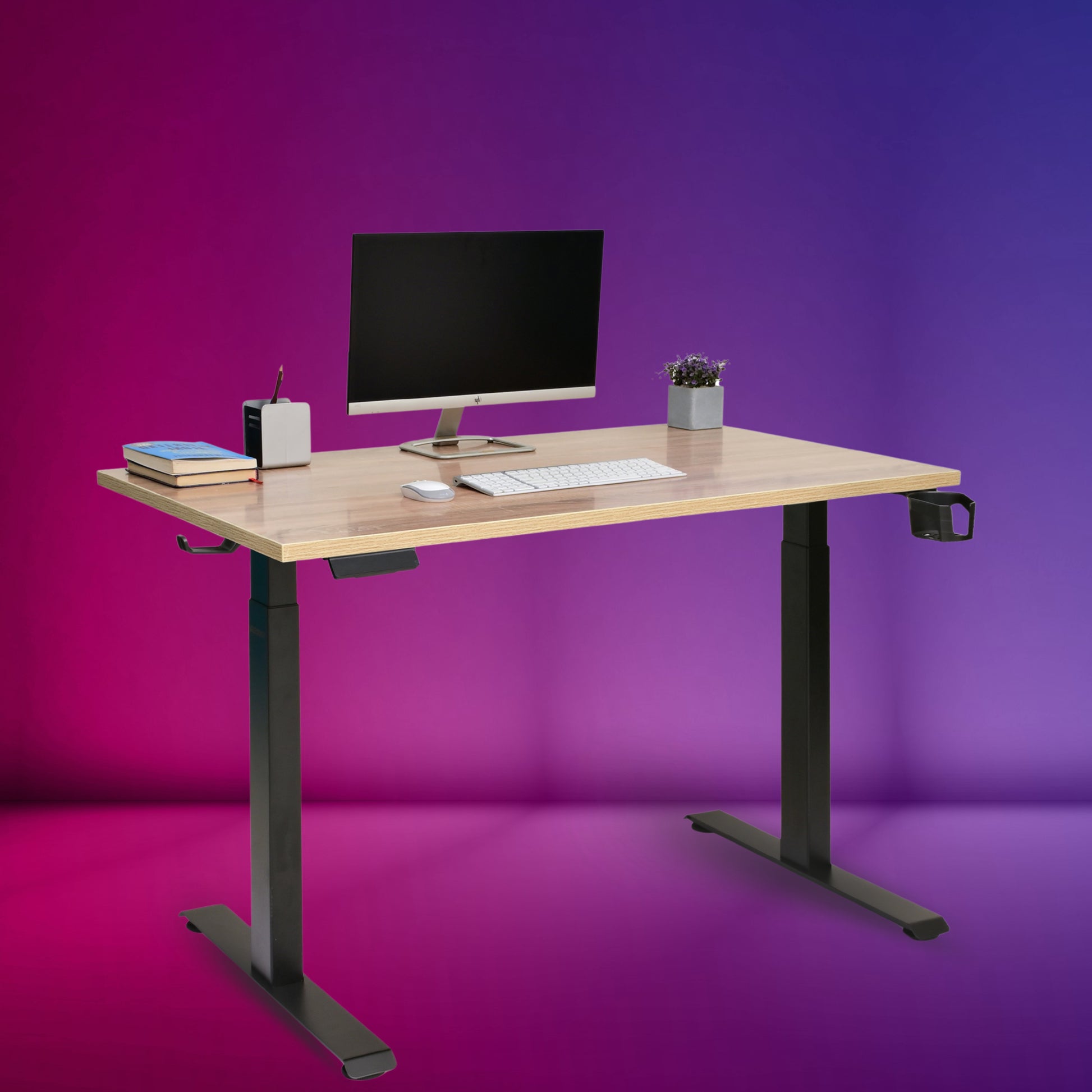 Yoodesk Pro Series black dual motor standing desk with monitor setup