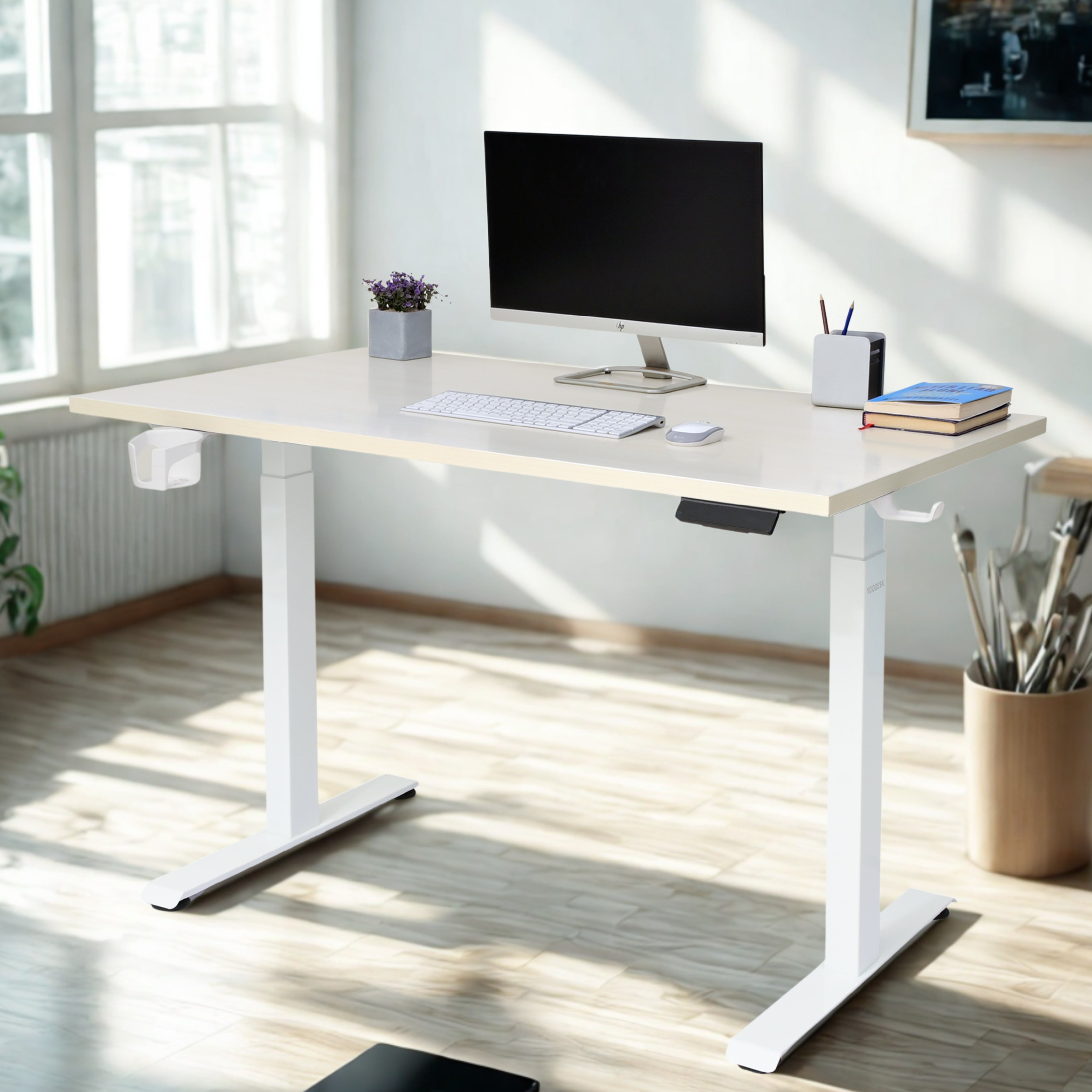Yoodesk Pro Series dual motor 2-stage height adjustable standing desk in white