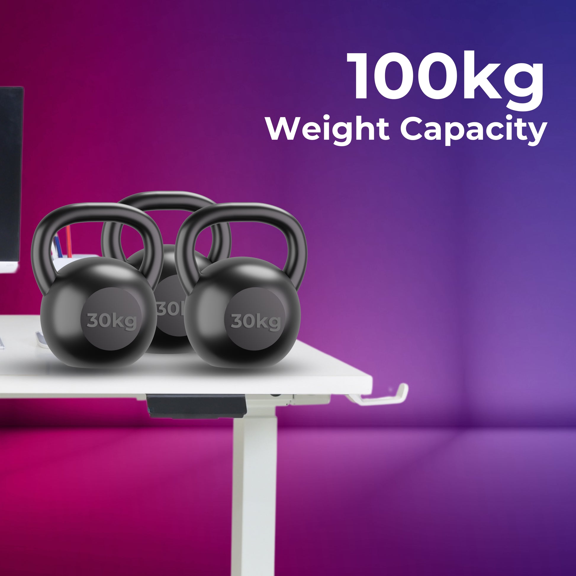 Yoodesk Pro Series white standing desk with 100 kg weight capacity