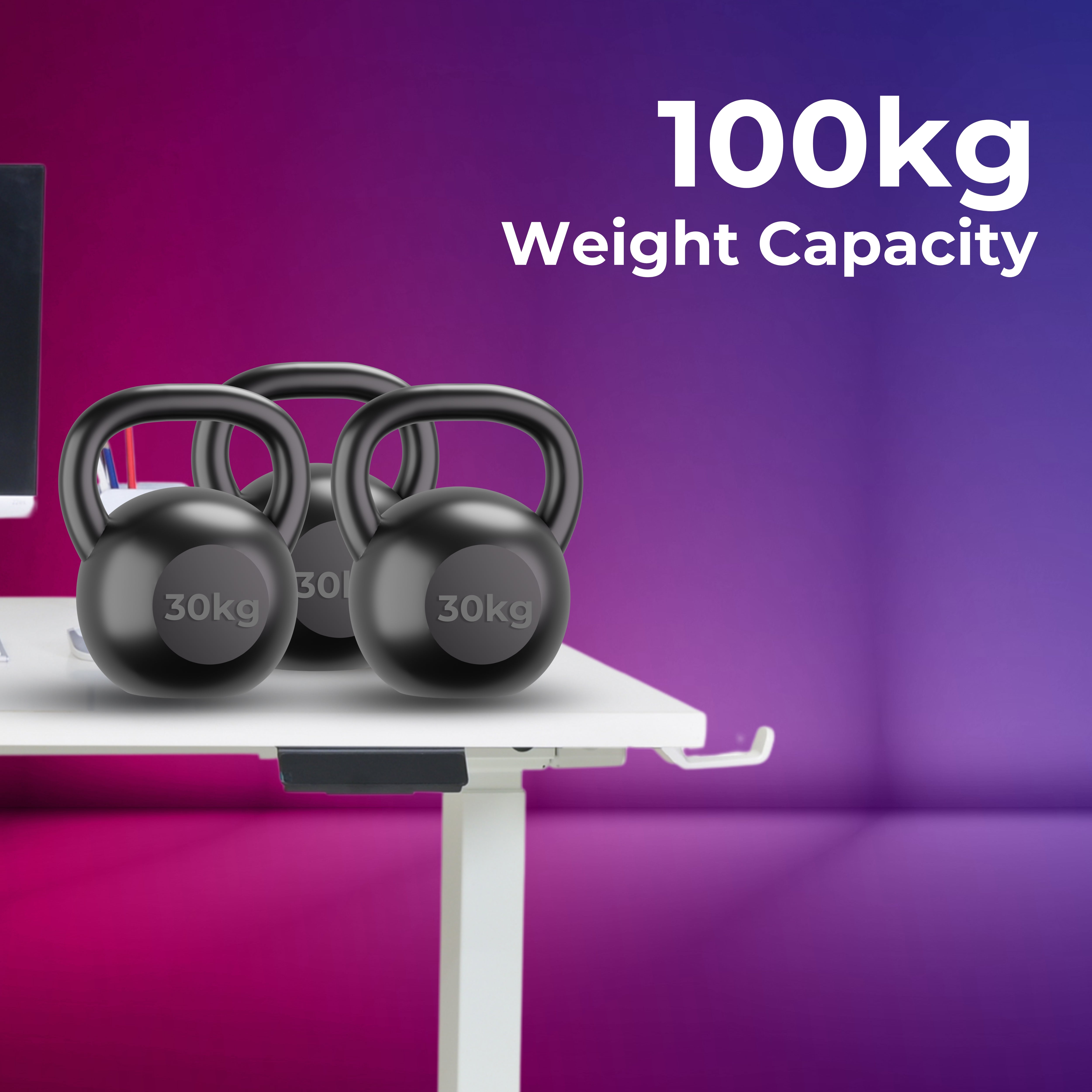 Yoodesk Pro Series white standing desk with 100 kg weight capacity