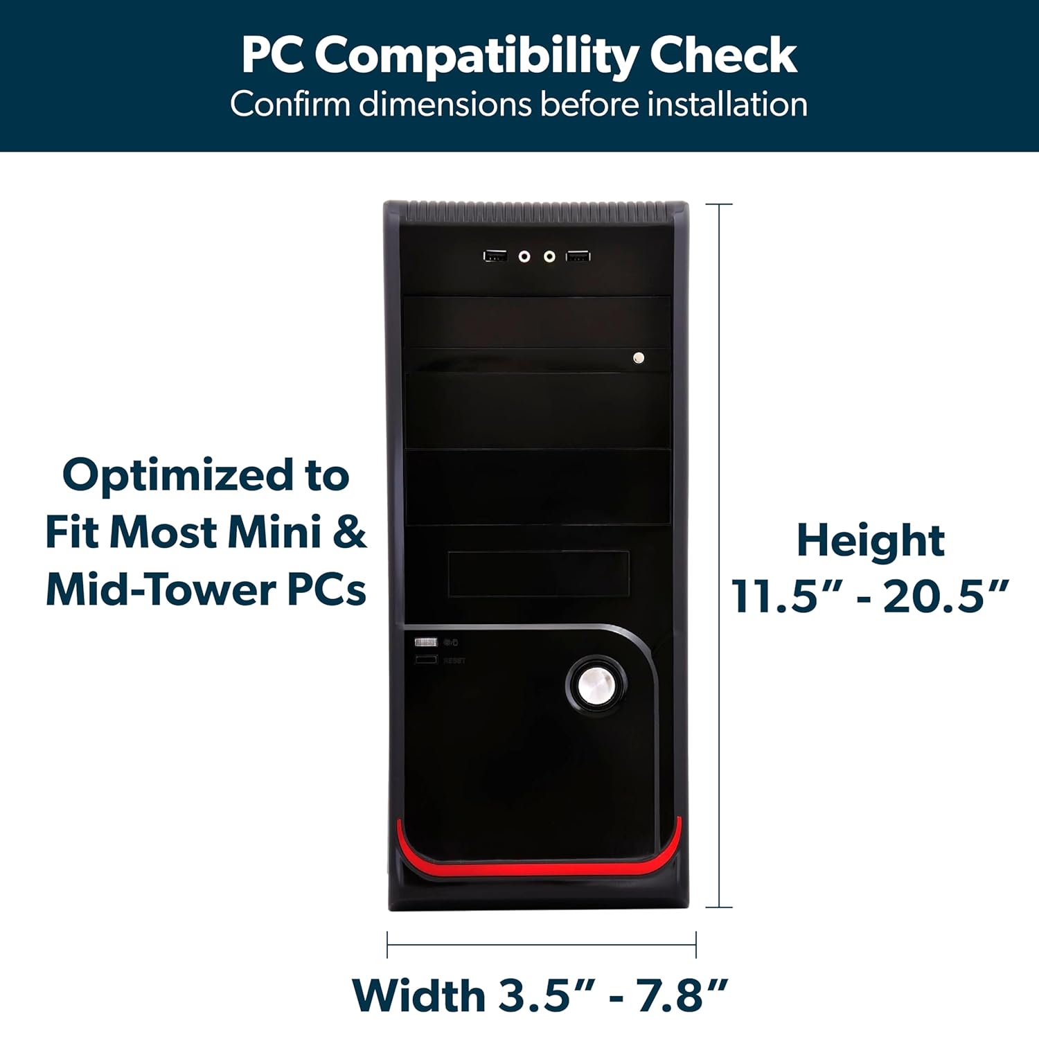 YooDesk under desk CPU holder compatibility dimensions for mini and mid-tower PCs